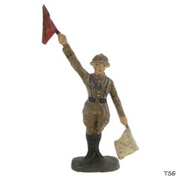 Elastolin Nachrichtenmann stehend, mit Signalflaggen