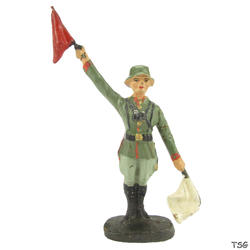 Elastolin Nachrichtenmann stehend, mit Signalflaggen