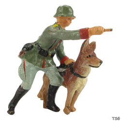 Elastolin Nachrichtenmann stehend, mit Hund