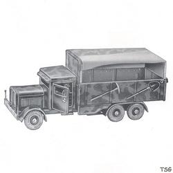 Tipp & Co Pionier-Lastkraftwagen mit Fahrer und Plane