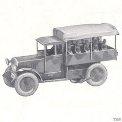Elastolin Lastkraftwagen, 2-achsig, mit Sitzbank und Besatzung