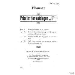 Elastolin Hausser Preisliste 1927