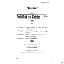 Elastolin Hausser Preisliste 1927