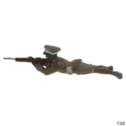 Elastolin Soldat liegend, mit Gewehr schießend