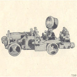 Elastolin Lastkraftwagen, 2-achsig, mit Scheinwerfer und Besatzung