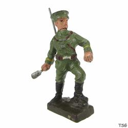 Lineol Soldat stehend, Handgranate werfend