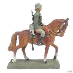 Lineol Soldat zu Pferd, Gewehr auf dem Rücken