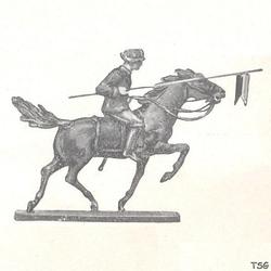 Elastolin Kavallerist auf Galopp-Pferd, mit eingelegter Lanze