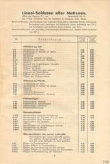 Lineol, Preisliste 1935 für die echten LINEOL-Soldaten, Fahrzeuge, Figuren und Tiere, Seite 1