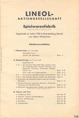 Lineol, Preisliste 1938/39 für die echten LINEOL-Soldaten, Fahrzeuge, Figuren und Tiere, Seite 1