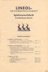 Lineol, Preisliste 1939/40 für die echten LINEOL-Soldaten, Fahrzeuge, Figuren und Tiere, Seite 1